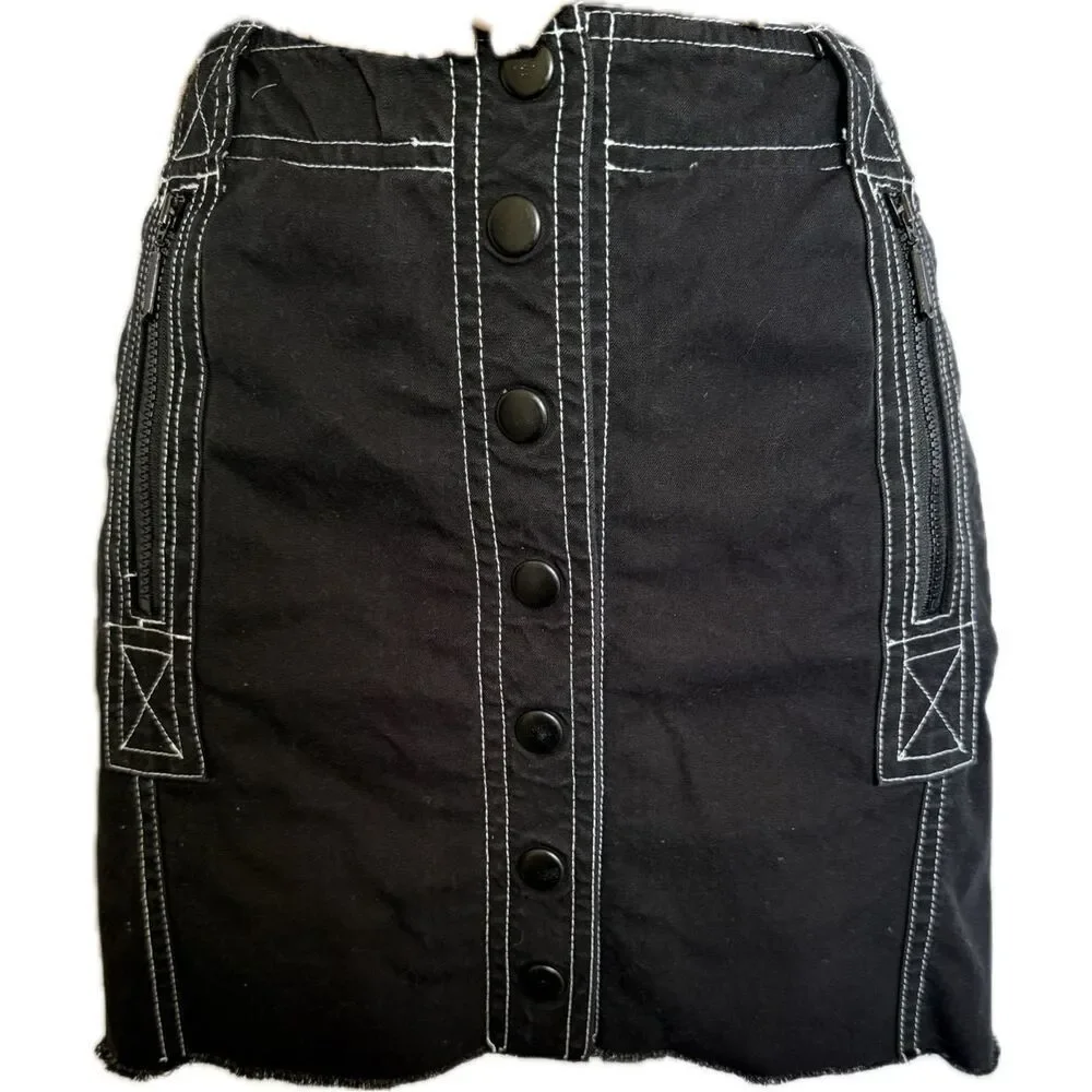 INC Stretch Button Up Raw Edge Skirt Altered* Retail $79 Women’s Size 6P